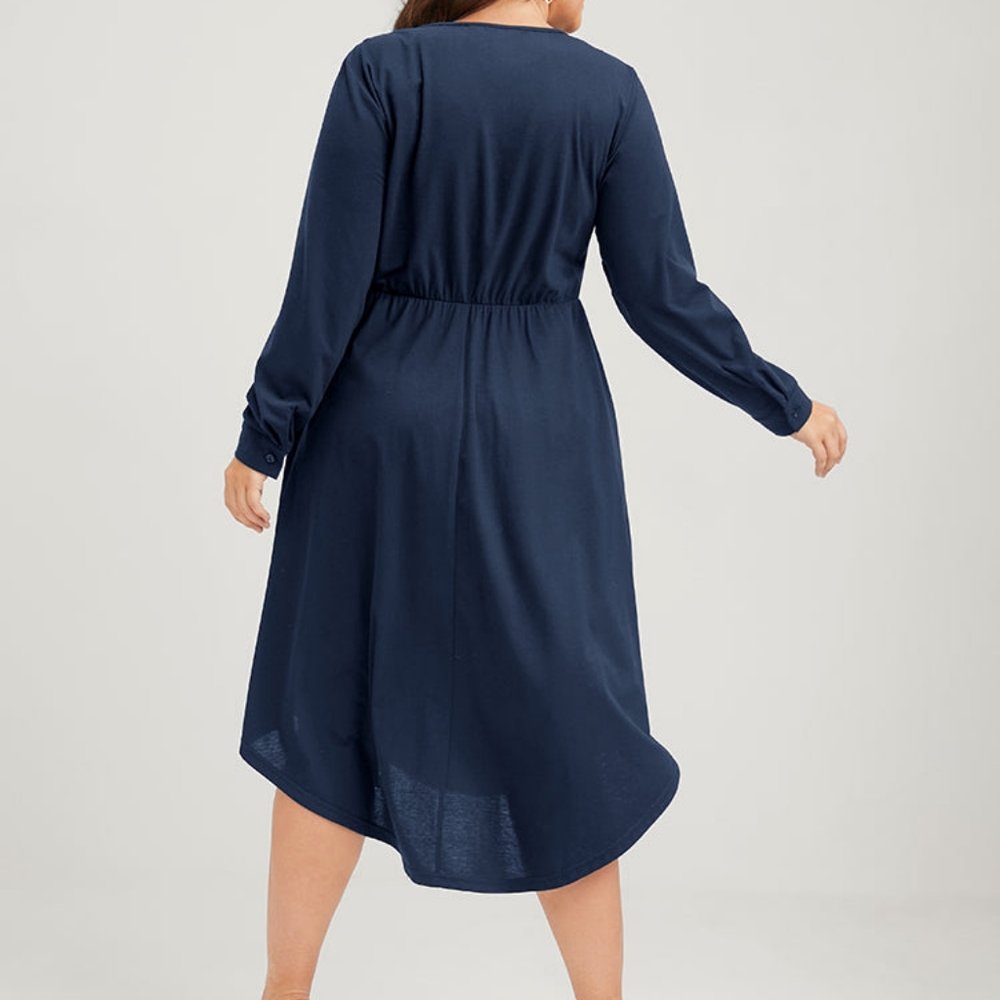 Solid Zipper Pocket Flutter Drawstring Asymmetric… - image 2